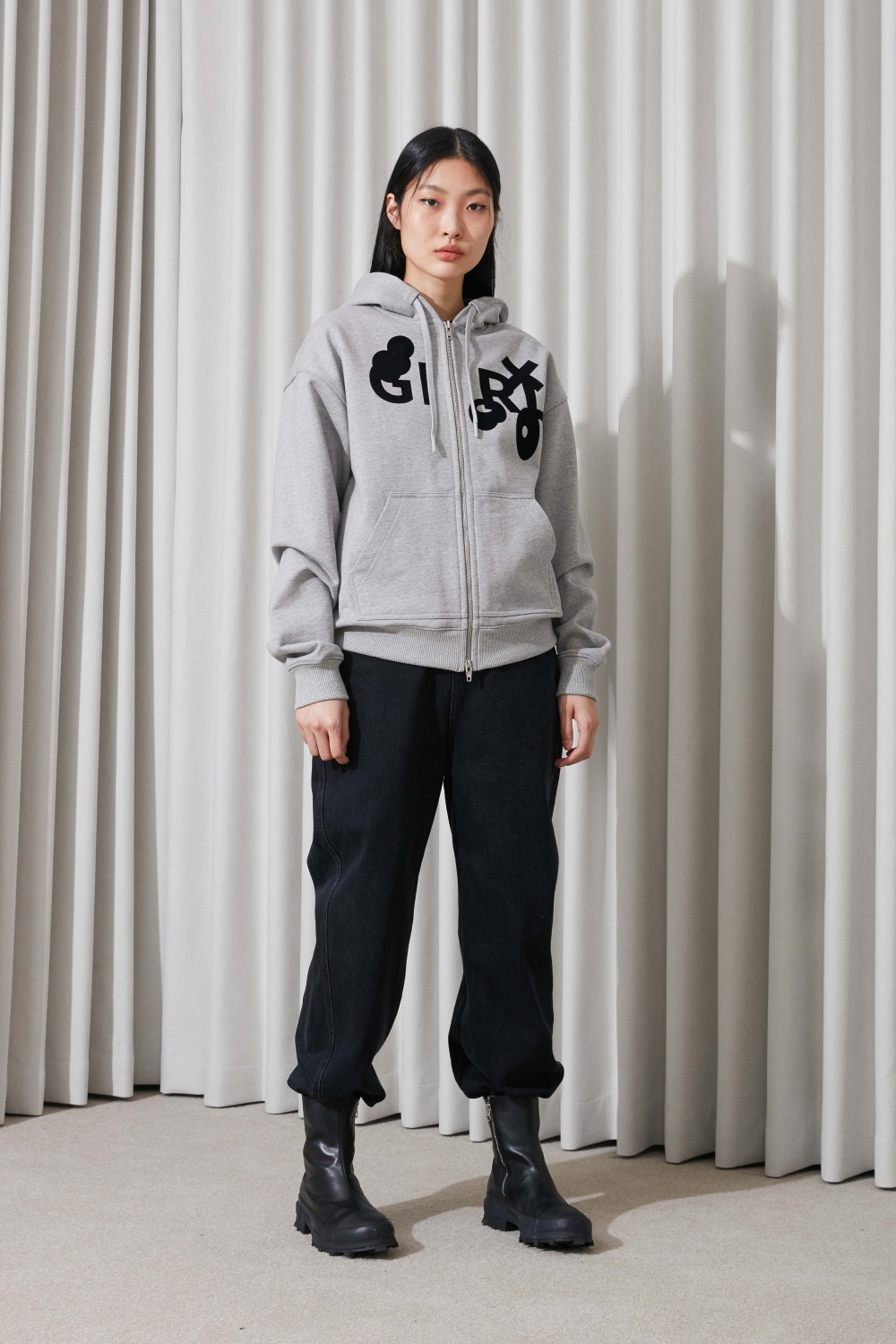 Girl Sweat Zip-up Hooded Jumper_GY